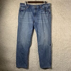 Ann Taylor LOFT Slim Boyfriend Distressed Denim‎ Blue Jeans Women’s Size 14